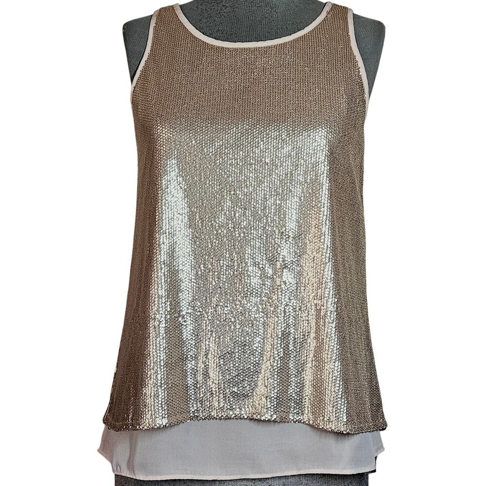 Cream Sleeveless Layered Blouse XS